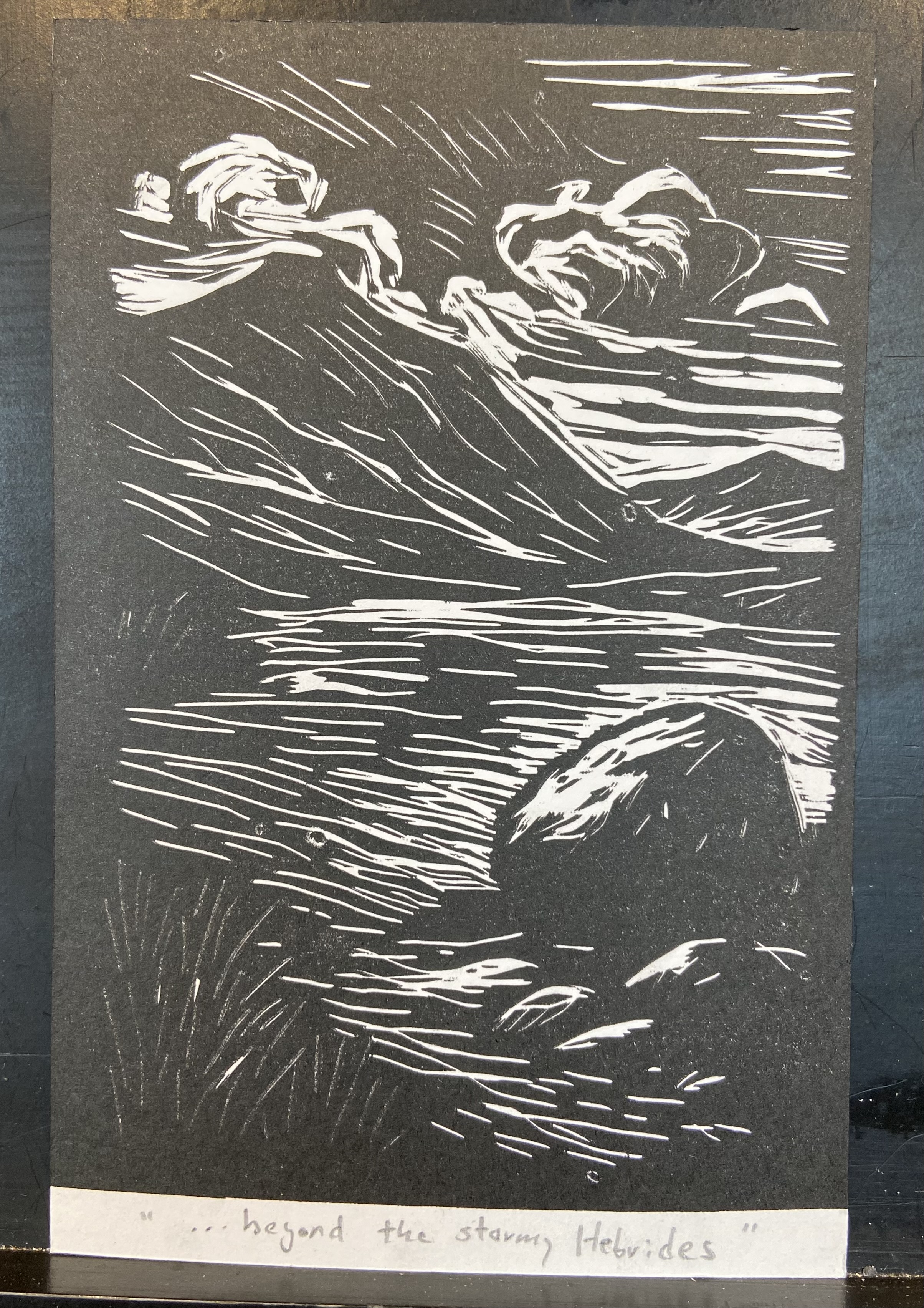 Hebrides linocut