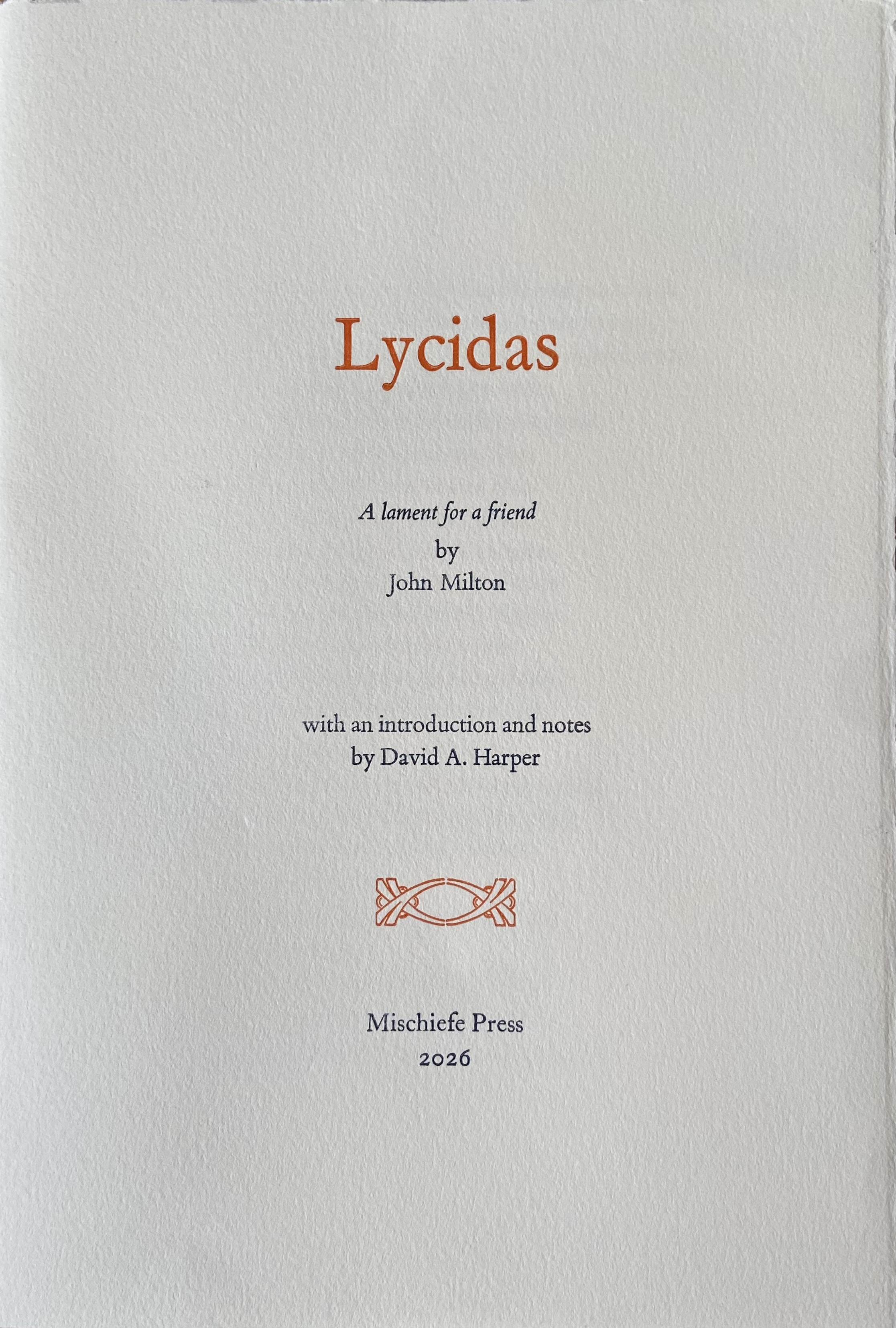 Lycidas — prospectus title page