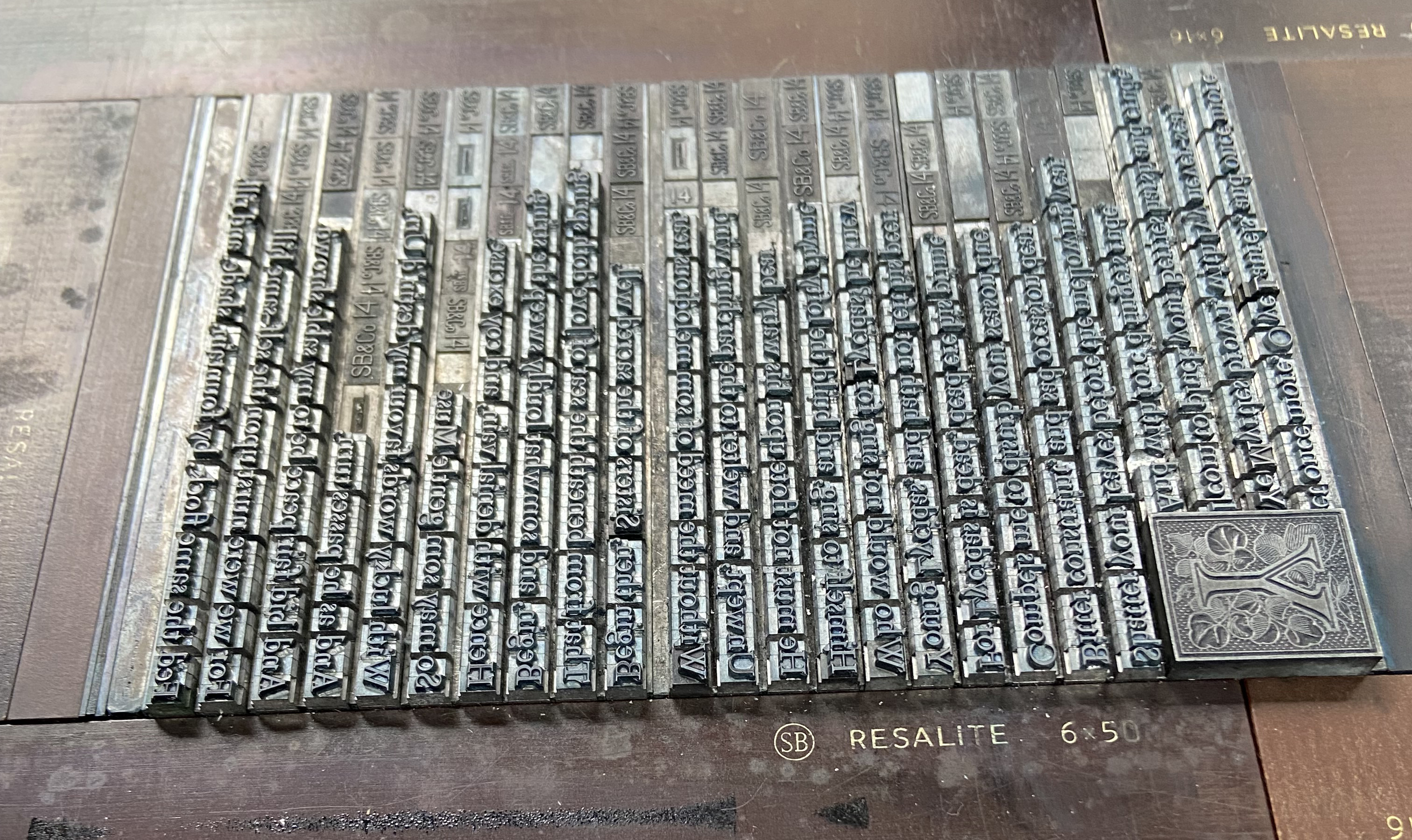 Lycidas type set in metal — with decorative initial